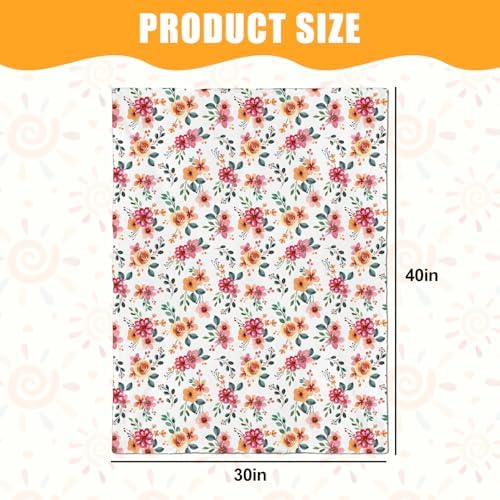 Nialnant Floral Baby Blanket for Girls Double Layer Dotted Toddler Blanket