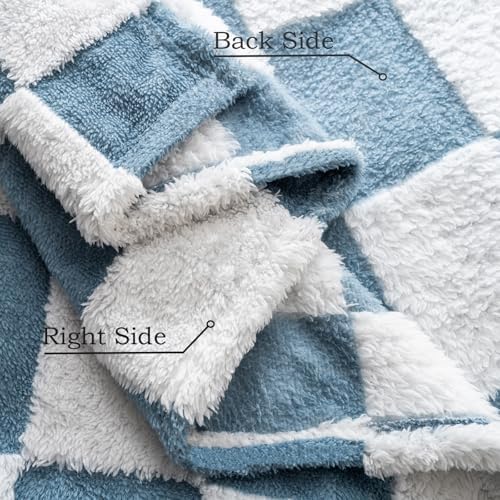 Yagle Mate Fleece Baby Blanket 3D Checkerboard Blue