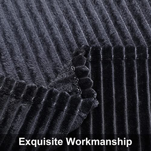 NTBAY Plush Flannel Toddler Blanket with Stripes 30x40 Inches Black
