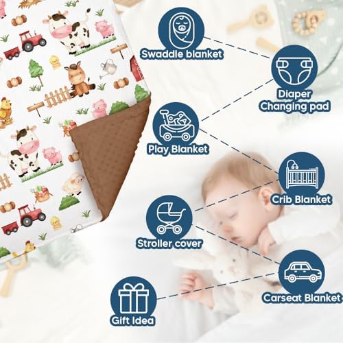 Locobird Farm Animals Baby Blanket 30x40 Inches Minky Crib Cover