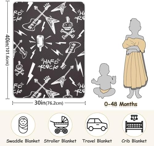 Pigsaly Rock Roll Lightnings Skull Baby Blanket 30x40in