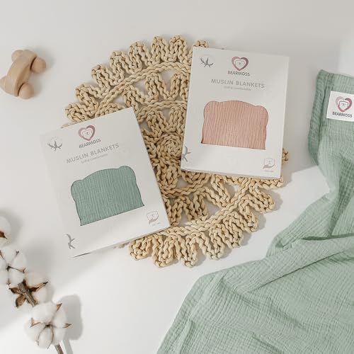 Bearmoss Baby Blanket - Soft Cozy 30x40 Inch Sage Green