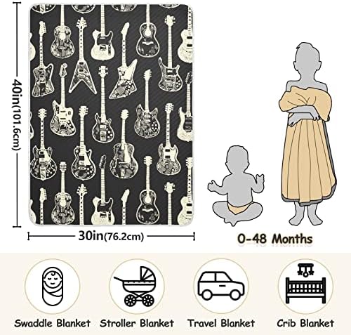 Pigsaly White Black Electric Guitar Baby Blanket 30x40
