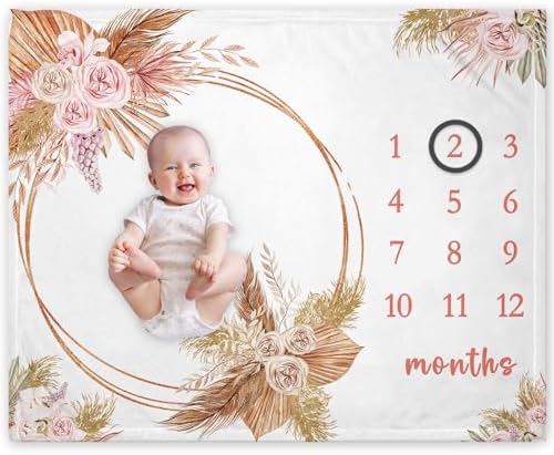 Yuzioey Boho Floral Baby Growth Blanket 50x40