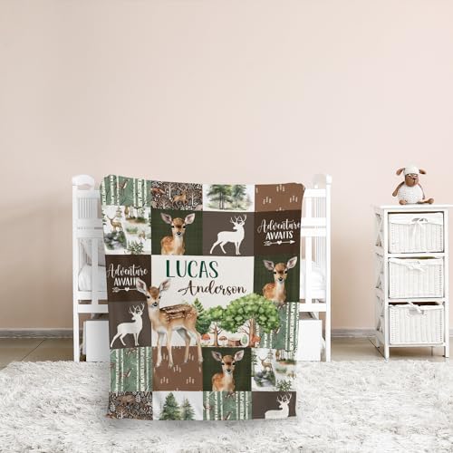Personalized Baby Deer Blanket Woodland Theme