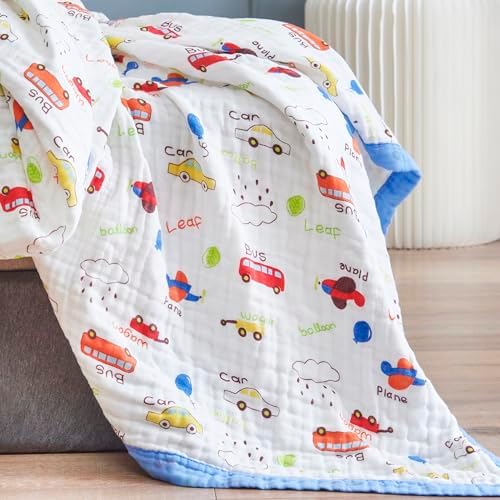 J-pinno Cars Muslin Blanket Reversible 6 Layer Baby Bed Blanket