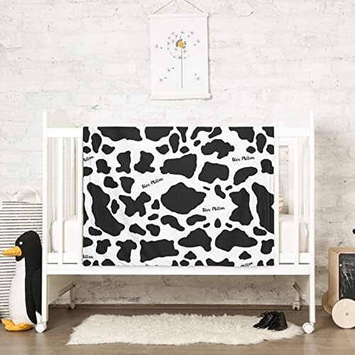 Personalized Cow Print Baby Blanket with Name 1