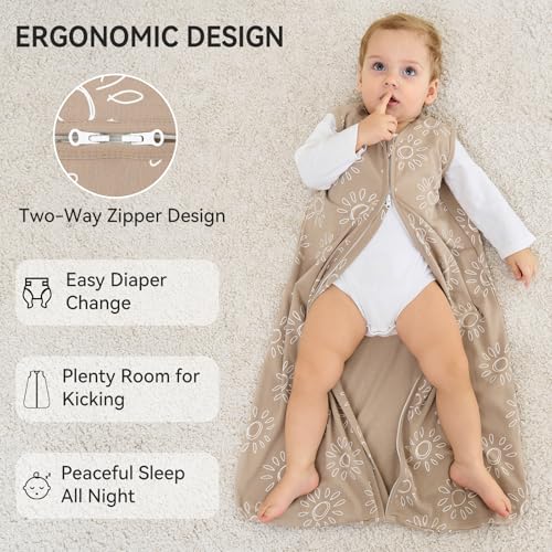 FILLEEP 6-12 Months Baby Sleep Sack 3 Pack 100 Cotton