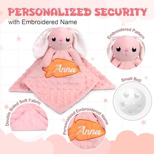 Personalized Baby Security Blanket with Name and Bunny Design