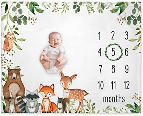 RICEFINE Woodland Baby Milestone Blanket 50x40