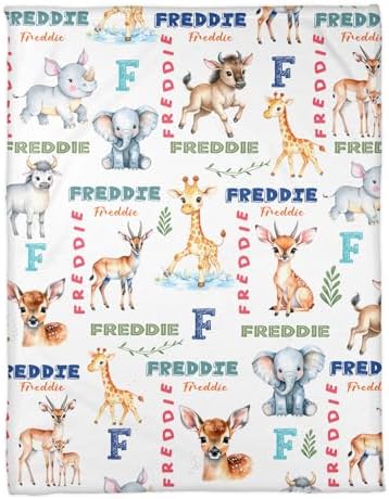 Zocoshi Personalized Safari Baby Blanket with Custom Name 1