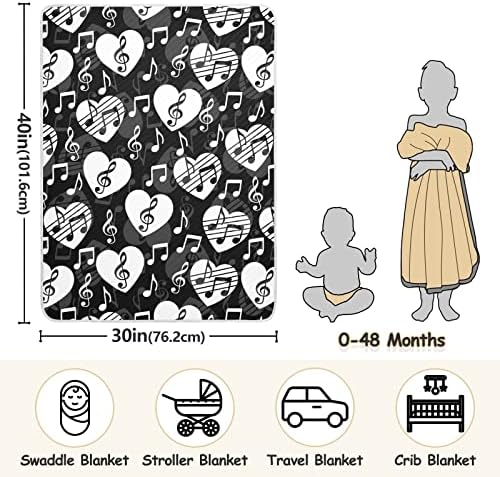 Love Music Notes Baby Blanket 30x40in Crib Stroller Blanket