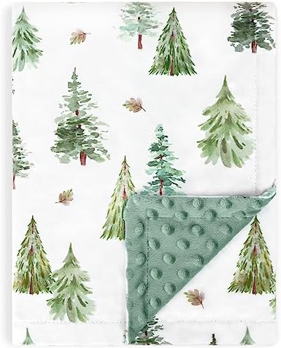 HOMRITAR Baby Blanket with Green Pine Tree Design