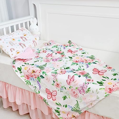 CARUILI Baby Blanket 30x40 Inches Minky Double Layer Pink Floral