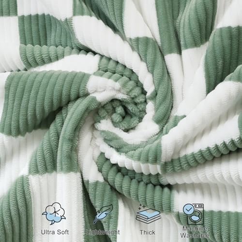 HOMRITAR Reversible Corduroy Baby Blanket Checkered