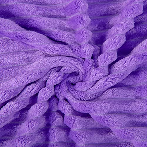 NTBAY Plush Flannel Baby Blanket with Stripe Pattern 30x40 Inches Purple