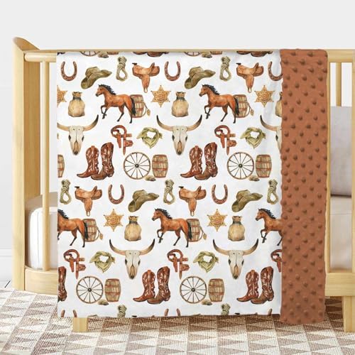 Western Cowboy Baby Blanket for Boys 30x40 Inch