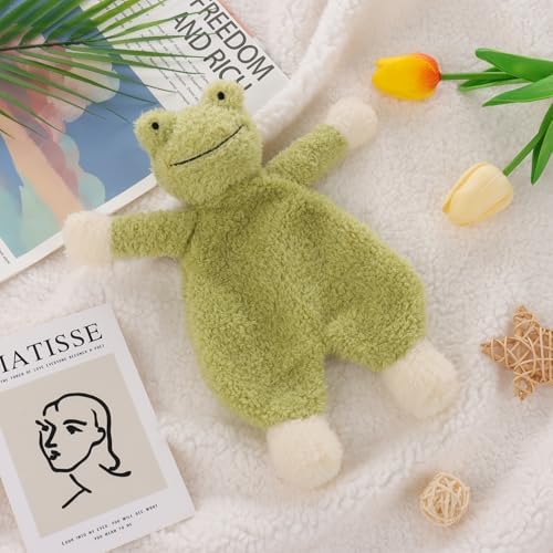 Apricot Lamb Green Frog Security Blanket 10 Inches 1