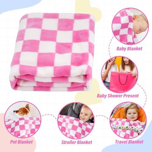GreatBba Plush Checkered Baby Blanket 30x40