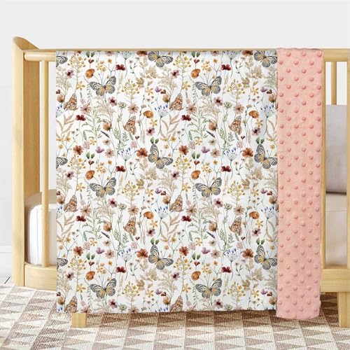 Wildflower Butterfly Baby Blanket for Girls 30x40