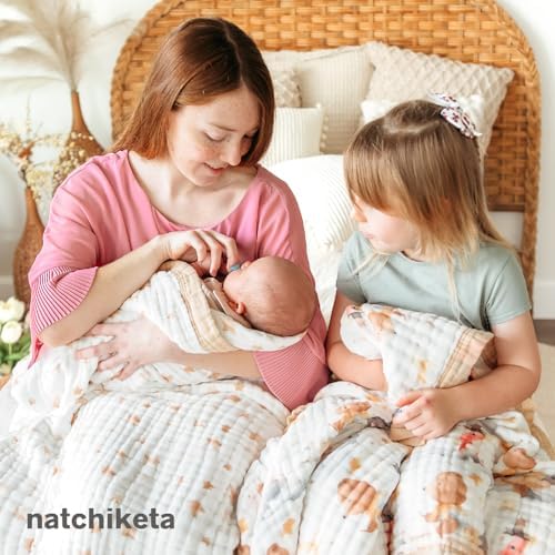 Natchiketa Organic Cotton Muslin Baby Blanket - Gender Neutral Forest Friends