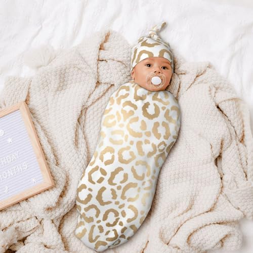 Soft Stretchy Newborn Swaddle Blanket and Headband Set