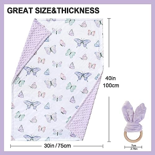 OWLOWLA Butterfly Minky Baby Blanket for Newborn and Toddler