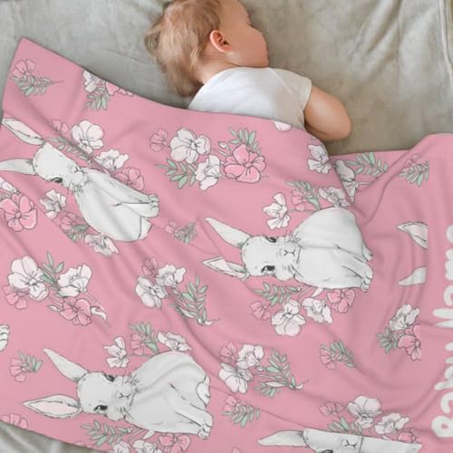 KILOWR Personalized Bunny Blanket for Baby Girls