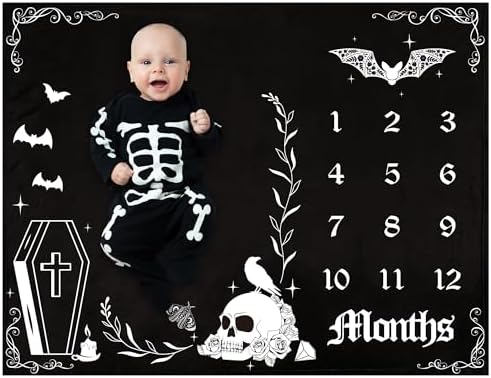 Gothic Baby Milestone Blanket 50x40 Inches Halloween Decor