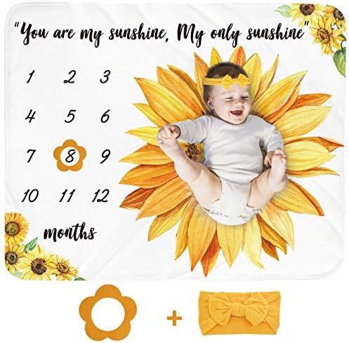 Tebaby Baby Monthly Milestone Blanket - Sunflower