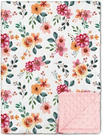Nialnant Floral Baby Blanket for Girls Double Layer Dotted Toddler Blanket
