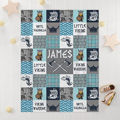 Personalized Vikings Baby Blanket with Dragon and Ship Design