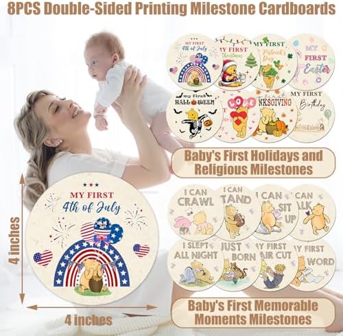 Winnie The Pooh Baby Milestone Blanket with 8pcs Cardstock