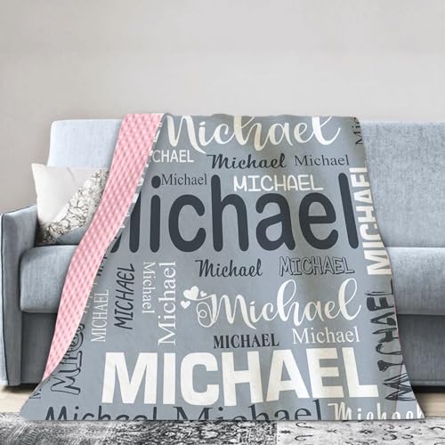 Personalized Baby Blanket with Gray Letters Print 1