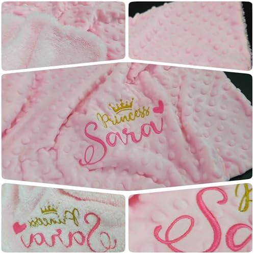 Personalized Baby Blanket with Name - 27x35 Inch Pink Minky Fleece