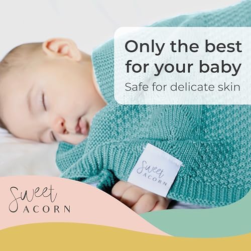 Sweet Acorn Cable Knit Baby Blanket Ocean Teal