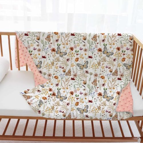 Wildflower Butterfly Baby Blanket for Girls 30x40