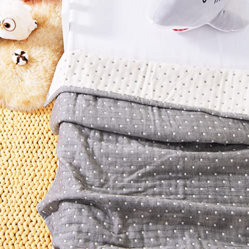 NTBAY 3 Layer Toddler Blanket Grey Dot Design