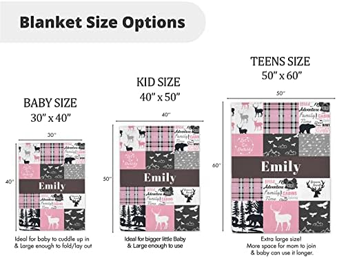 Personalized Baby Blanket with Name - Custom Deer Fleece Blanket for Girl