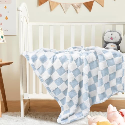 HOMRITAR Checkered Baby Blanket Reversible 30x40 Inch