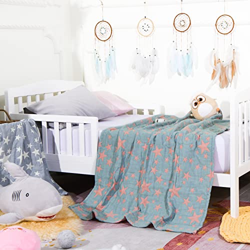 NTBAY 3 Layer Toddler Blanket - Red Blue Star Design