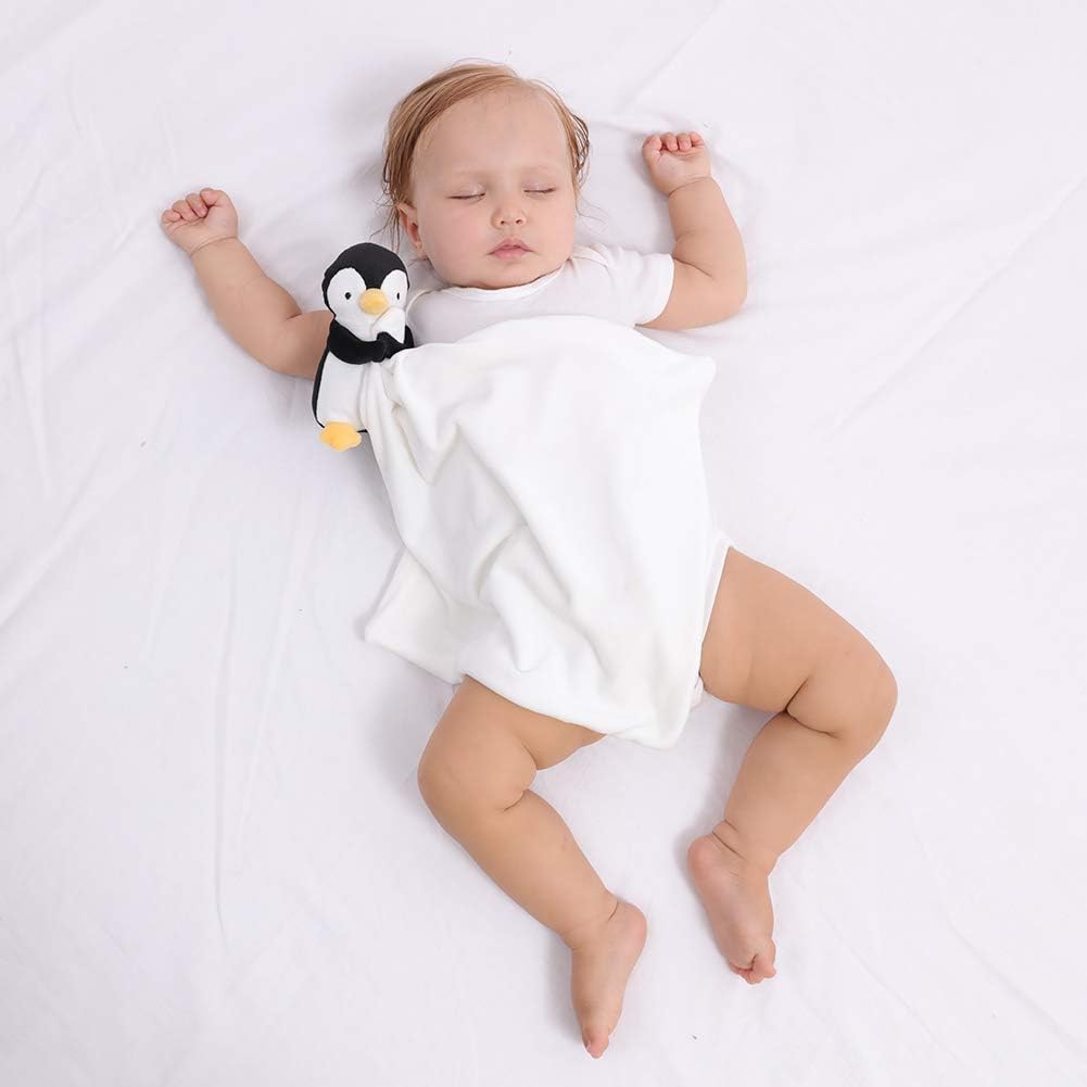 Apricot Lamb Black Penguin Security Blanket for Infants