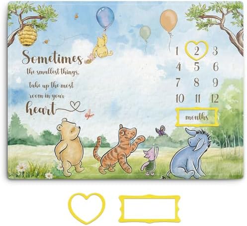 Winnie The Pooh Baby Milestone Blanket with Photo Frames