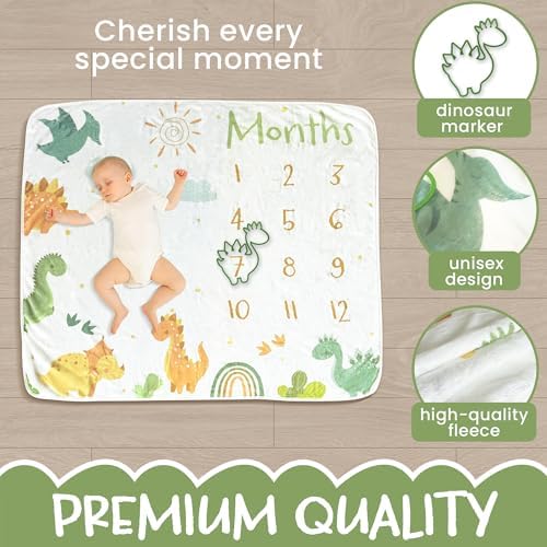 ESCSAR Baby Monthly Milestone Blanket Unisex Dinosaur 50x30 1