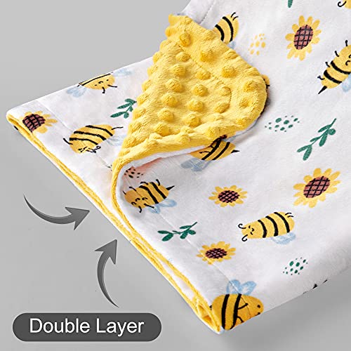 DaysU Silky Micro Plush Baby Blanket with Yellow Bee Print