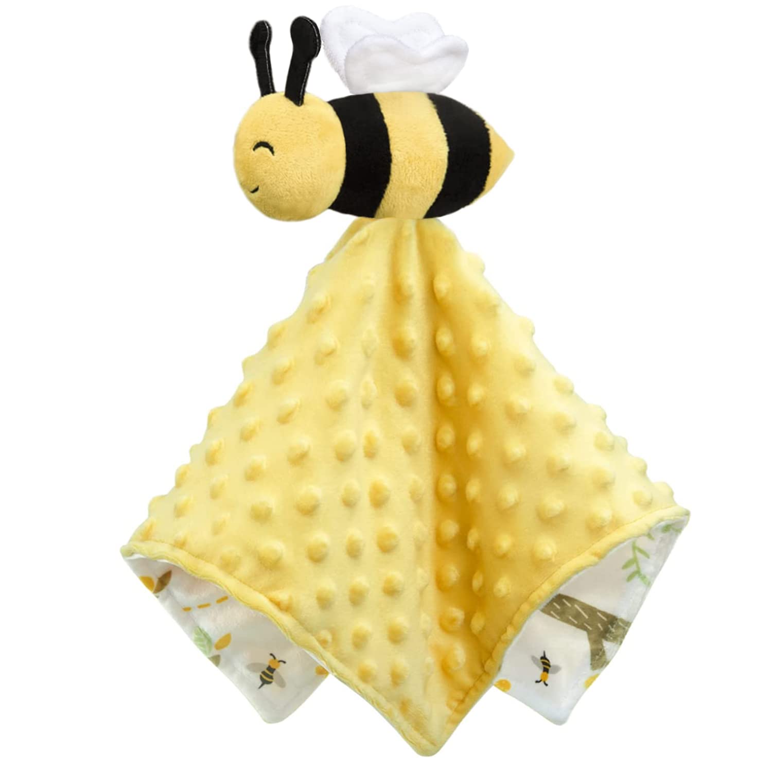 BORITAR Baby Lovey Blanket with Bee Design 14 Inch