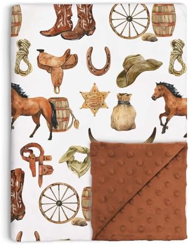 Western Cowboy Baby Blanket for Boys 30x40 Inch