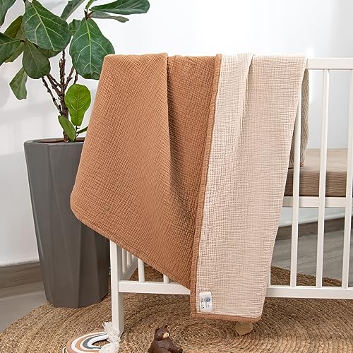 Lulu Moon Muslin Baby Blanket - 47x47 Caramel