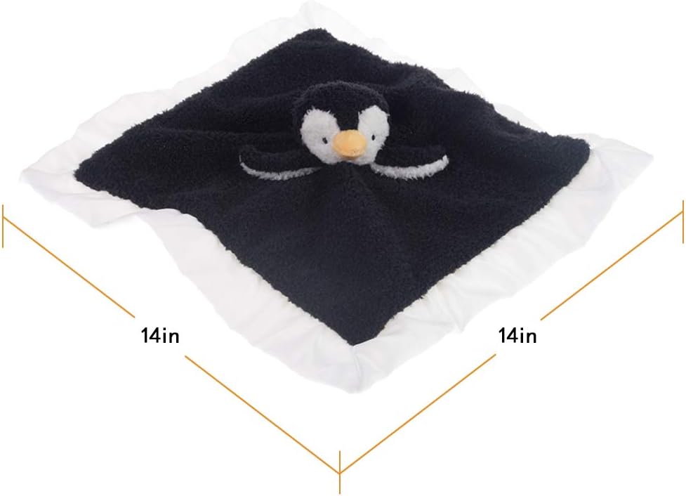 Apricot Lamb Plush Security Blanket Black Penguin 14 Inches