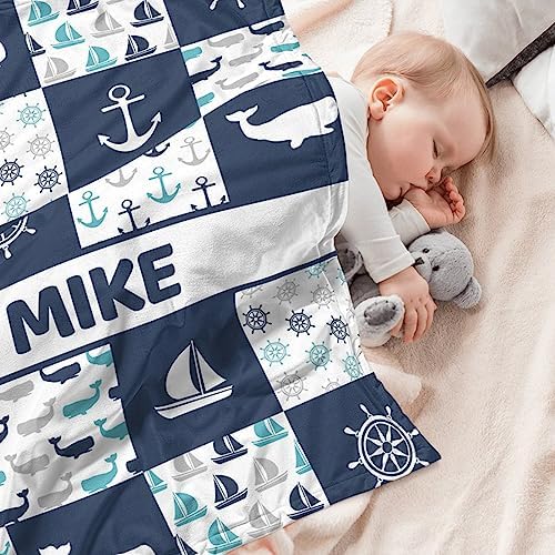 Personalized Baby Blanket with Name - Baseball Minky Blanket for Boys